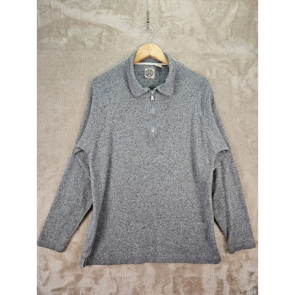 R&R Logo Knit Sweater Quarter-zip Heather Gray Casuals Crewneck - Picture 3 of 10